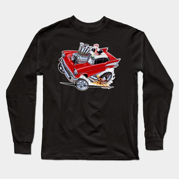 REVVIN 57 Chevy Red Long Sleeve T-Shirt by vincecrain